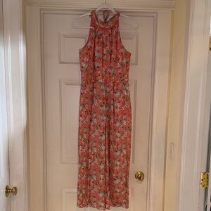 J.Crew Liberty Josephine Floral High Neck Halter Cropped Wide Leg Jumpsuit Sz 4